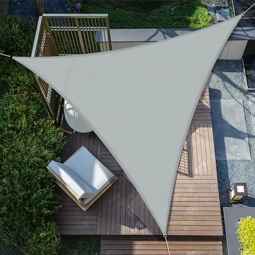 SUNNY GUARD Sonnensegel Wasserdicht 3x3x3m Dreieckig Sonnenschutz Wetterschutz Segel Baldachin UV Schutz für Balkon Terrasse Garten, Hellgrau