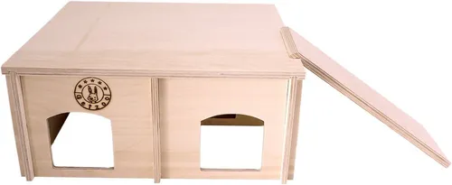 Getzoo Nagerhaus Getzoo Nagerapartment - Tierhäuser für Goldhamster, Rennmäuse & Co. – Geräumiges Dreikammernsystem aus unbehandeltem Birkenholz mit abnehmbarem Dach für einfache Nestkontrolle und natürlichen Lebensraum.