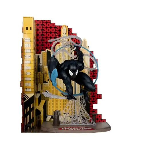 McFarlane Toys -Marvel Spider-Man (Symbiote Suit) 1:6th Scale Collectible with Scene & Comic (Based on The Amazing Spider-Man #300)