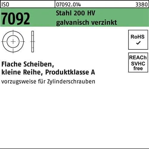 ISO 7092 Flache Scheibe Stahl 20mm - 500 Stück - Unterlegscheiben aus galvanisch verzinktem Stahl, hohe Korrosionsbeständigkeit und ideal für langlebige Verbindungen.