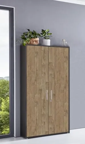 Abschließbarer Aktenschrank Anthrazit Gold Harbor Oak Office Edition - Sicherer Aktenschrank für Ordner und Akten, erhältlich in 3 OH oder 5 OH. Kombination aus Funktionalität und Design, ideal für kleine und große Büros. Made in Germany.