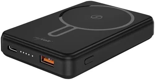 revolt Qi-Powerbank: Wireless-Powerbank, 10.000 mAh, 22,5W PD, USB-A/-C, kompatibel mit MagSafe (MagSafe-kompatible Powerbank, iPhone 12 Powerbank)