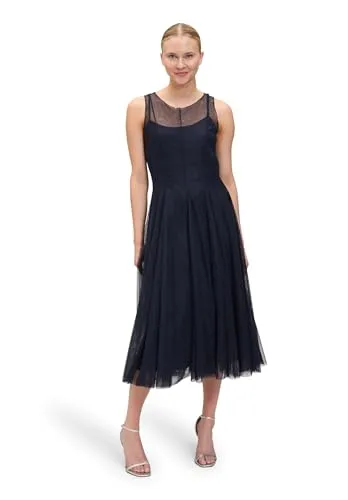 Vera Mont Cocktailkleid figurbetont - Elegantes Cocktailkleid in Nachtblau mit schwingendem Tüll und raffinierter Nahtführung. Ideal für festliche Anlässe und mit verstellbaren Trägern für perfekten Sitz.