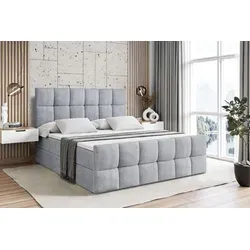 ALTDECOR Boxspringbett RICAR - 180x200 cm - Grau Monolith mit Matratze und Topper - Praktisches Boxspringbett mit 2 Bettkästen für mehr Stauraum. Inklusive hochwertigem Topper für optimalen Schlafkomfort. Robuste Bauweise und pflegeleichter Polsterstoff sorgen für Langlebigkeit und Stil.