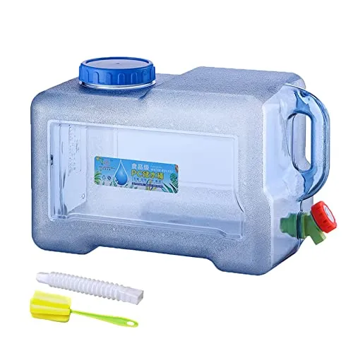 RUYI 18L Wasserkanister mit Hahn und Schraubdeckel, Camping Wasserkanister BPA-frei Trinkwasserkanister, Tragbarer Wassertank mit Griff für Wohnwagen Picknick Wandern, Transparent Blau