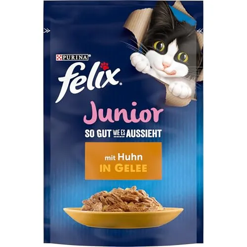 Felix Junior Kittenfutter in Gelee mit Huhn, 26er Pack (26 x 85g)