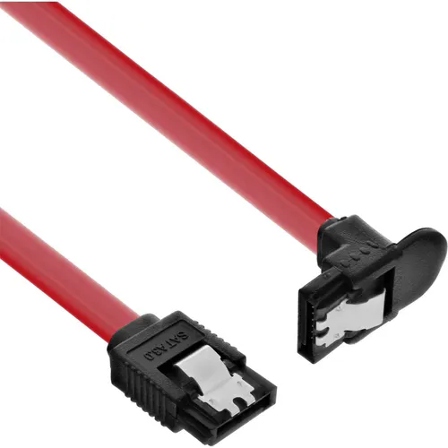 InLine® SATA 6Gb/s Kabel  mit Lasche   gewinkelt  0,75m