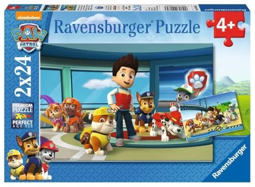 Ravensburger Kinderpuzzle - 09085 Hilfsbereite Spürnasen - Puzzle für Kinder ab 4 Jahren, Paw Patrol Puzzle mit 2x24 Teilen