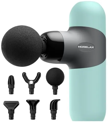 Massagepistole Mini, Massage Gun, Massage Pistole, Muskelmassagepistole, Tiefengewebe Massagegerät, Tragbares Elektrisches Handmassagegerät, mit 6 Massageköpfen, 4 Geschwindigkeiten