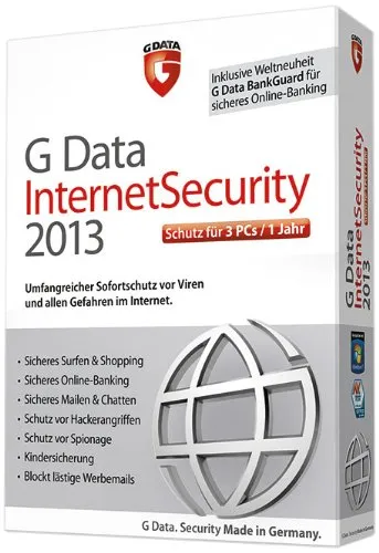 G Data InternetSecurity 2013 3er Lizenz - Security-Suiten mit umfassendem Schutz für bis zu 3 Geräte, ideal für Familien und kleine Unternehmen, schützt vor Viren und Online-Bedrohungen.