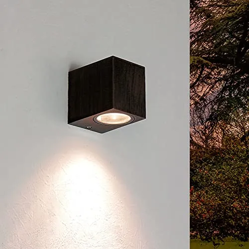 Licht-Erlebnisse Downlight Außen, Wandleuchte Aussen, Braun Antik, Downlight, GU10, wetterfest, IP44, H:8 cm, klein, Haustür, Garten, Balkonlicht, Aussenlampe Wand