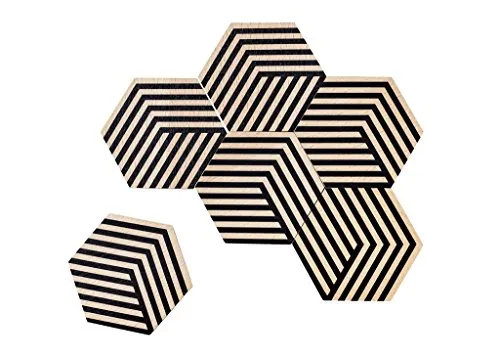 Areaware Table Tiles Optic Untersetzer 6er-Set, schwarz
