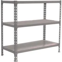 PROREGAL® Schwerlastregal BABY METAL SHARK, 90x110x30cm, Grau - Schwerlastregal mit 200kg Traglast pro Ebene, schnell montierbar in 10-15 Minuten, ideal für Werkstatt und Lager.