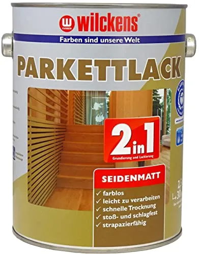 Wilckens 2in1 Parkettlack seidenmatt, 2,5 l, farblos in weiß von Wilckens