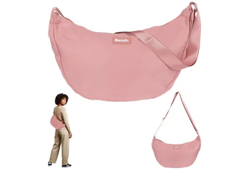 Bench. Handtasche Crossbag Moon Bag Form Slingbag Schultertasche, Damentasche Damen Freizeittasche Sichel Mond Form 64216 + Etui