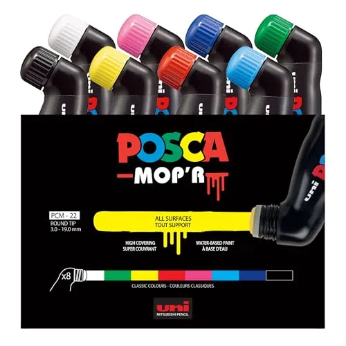 POSCA uni-ball 183208 - 8er Set POSCA Marker MOP R, runde Stempelspitze 3