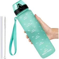 Trinkflasche Sport BPAfrei Tritan Auslaufsicher 1L Grün - Entdecke die grüne Trinkflasche mit 1L Kapazität! Aus BPA-freiem Tritan, auslaufsicher und mit praktischem Strohdeckel. Ideal für Schule, Sport und Outdoor-Aktivitäten – bleib hydratisiert und motiviert!