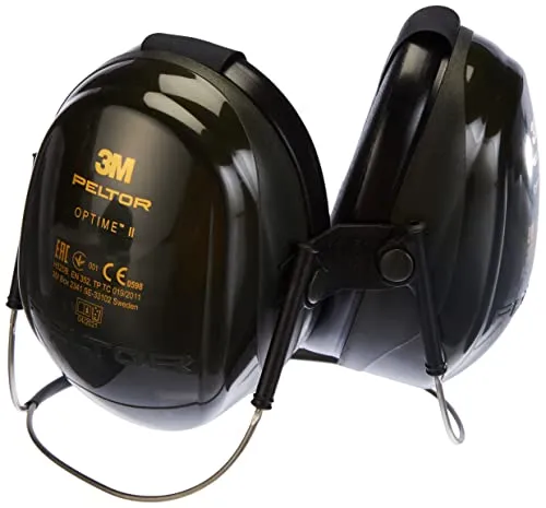 3M Kapselgehörschutz Peltor H520B Optime II - Effektiver Gehörschutz für Erwachsene - Gehörschutz mit SNR 31dB, ideal für Baustellen und laute Arbeitsumgebungen. Nackenbügel für Helmtragekomfort und breite Dichtkissen für optimale Passform.