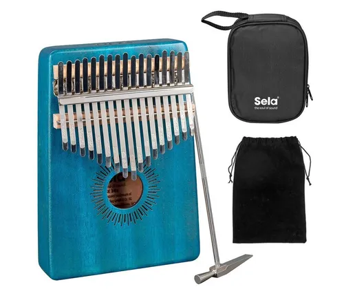 Kalimba Mahogany 17 Blue - Percussion Instrument mit 17 Tasten, aus hochwertigem Mahagoni für einen warmen Klang, ideal für Musikliebhaber und Einsteiger.