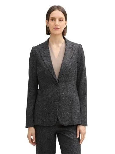 TOM TAILOR Damen Classic Blazer - Salt and Pepper Struktur, Größe 38 - Eleganter Blazer für Damen, gefertigt aus einer weichen Melange-Mischung, ideal für stilvolle Anlässe und Büro-Outfits.