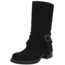 Ital-Design Damen Stiefel mit Schnalle – Komfortabel und Elegan Westernstiefel (90110063) Blockabsatz Stiefel in Schwarz schwarz 39 EU