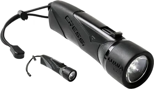 CRESSI Lumia+ Tauchlampe – Unterwasserlampe Mit 300 Lumen, 75 m Wasserdicht, PX-8 Schutzklasse – Schwarz/Schwarz – Einheitsgröße