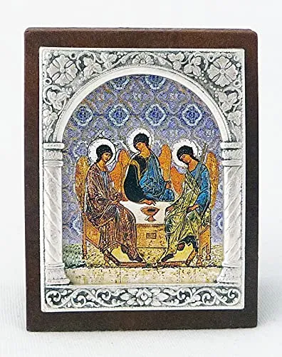 Ikone mit Rahmenverzierung zum Stellen Heilige Dreifaltigkeit ca. 6 5x5