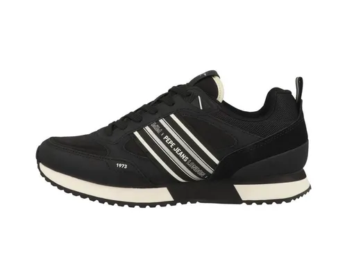 Pepe Jeans Herren Sneaker Low Dublin Young Schwarz 45 - Herren-Sneaker aus strapazierfähigem Lederimitat und Textil, mit herausnehmbarer Innensohle und verstärkter Ferse für optimalen Halt und Komfort.