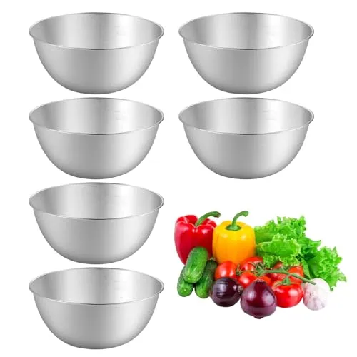 Stück Edelstahl Schüssel, Rührschüssel 1.2L, Ø 19.3 cm Salatschüssel Set, Edelstahl Schalen mit Messmarken, Spülmaschinenfest, Stapelbar, für Müslischale, Dipschale, Snackschale, Servierschale 6