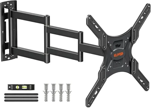 ELIVED Lang Arm TV Wandhalterung für die meisten 26-60 Zoll Fernseher, Eck TV Halterung Ausziehbar 749mm, Max. VESA 400x400mm, Hält bis zu 35KG, EV3017