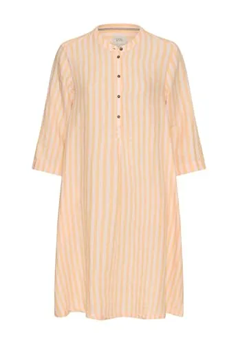 camel active Damen Mittellanges Kleid mit Rückenfalte in Orange - Freizeitkleid aus luftigem Leinen-Lyocell-Mix, mit Rückenfalte für optimale Bewegungsfreiheit und einem lässigen, verwaschenen Look.