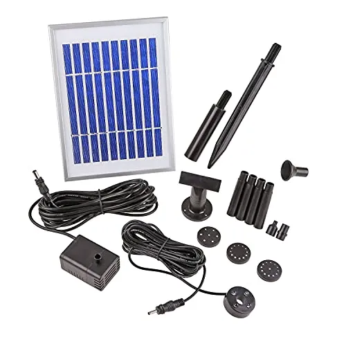 CLGarden Solarpumpe mit Akku und LED Beleuchtung für Miniteich