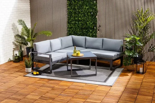 Primaster Gartenmöbel-Set Limoncello Aluminium - Unterhaltungssets für die Terrasse mit verstellbarem Kopfteil, stilvolles 3-teiliges Lounge Set für entspannte Stunden im Freien.