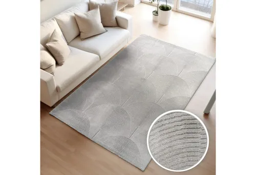 TT Home Teppich, Rechteckig, Höhe: 13 mm, Wohnzimmer Teppich Esszimmer Kurzflor Boho Design Skandinavisch Unifar