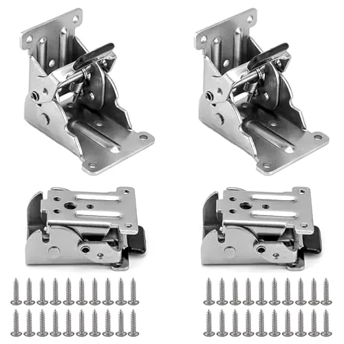 Klappscharnier 4 Stück Tischbeine Klappbar Verriegelung Tischbeine Stützhalterung Klappkonsole Schaniere Schrank 90 Grad Klappbar für Tisch Bett Aufschraubscharnier Schrankscharnier