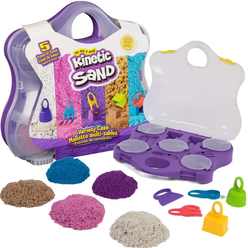 Kinetic Sand Farbspiel Koffer - 907 g magischer Sand aus Schweden, 5 Farben und 5 kreative Werkzeuge für grenzenlosen Spielspaß