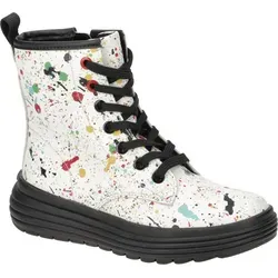 Geox J PHAOLAE Girl Ankle Boot - Stylish White/Multicolor, 33 EU - Laufschuhe mit flachem Absatz und mittlerer Weite, ideal für modebewusste Mädchen, jedoch nicht wasserfest.