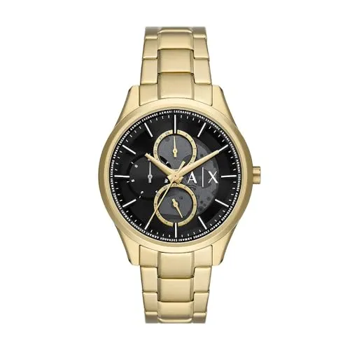 A|X Armani Exchange Mod. Dante - Goldfarben/Schwarz Herren Uhr - Hochwertige Herren Uhr aus Edelstahl mit goldfarbenem Gehäuse und schwarzem Zifferblatt. Multifunktional mit 5 ATM Wasserdichtigkeit, ideal für stilbewusste Männer.