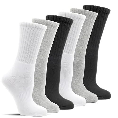 Thermo Tennissocken Herren Damen Wintersocken 6er Pack – dicke warme Socken aus Baumwolle – gefütterte Sport Thermosocken (DE/NL/SE/PL, Numerisch, 43, 46, Regular, Regular, Schwarz / Weiß / Grau)