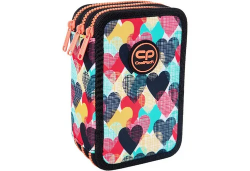 CoolPack Jumper 3 Federmäppchen - CHOCOLOVE - Praktisches 3-Zipper-Federmäppchen mit 44 Teilen, wasserabweisend und ideal für Schule und Freizeit. Perfekte Ordnung durch drei separate Fächer für Schreibutensilien.