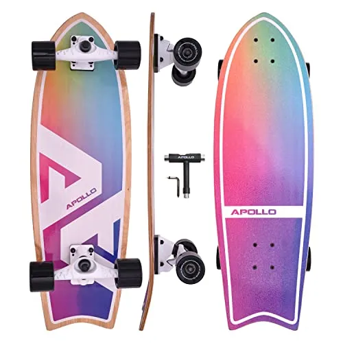 Apollo Surfskate pro Board | Midi Longboard für Erwachsene und Kinder - MODERNES DESIGN: Das Apollo Surfskate Board vereint Stil und Funktionalität. Ideal für Carving und Pumping, bietet es ein einzigartiges Fahrerlebnis auf der Straße. Hochwertige Materialien garantieren Langlebigkeit und Spaß für alle Altersgruppen.