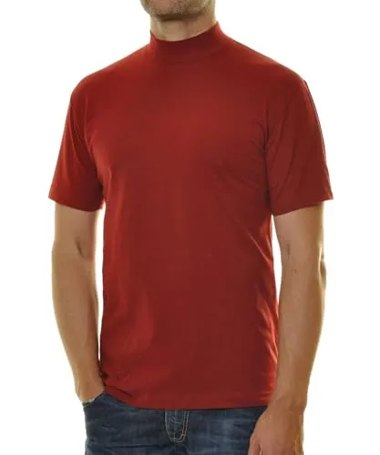 RAGMAN Herren Stehkragenshirt Kurzarm Weinrot-061, XXL von RAGMAN
