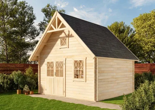 Alpholz Gartenhaus Schwedenhaus 44 ISO - Gartenhaus aus 44 mm Blockbohlen, ideale Raumgröße von 17,73 m² und zwei Dreh-Kipp Fenstern für optimale Belüftung. Perfekt für Gartenliebhaber!