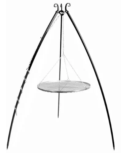CookKing Stand-Grill Dreibein Grill – Massiv Edelstahlgitter - Grills: Robuster Dreibein-Grill mit 200cm Höhe und 70cm Durchmesser, ideal für unvergessliche Grillabende im Freien.
