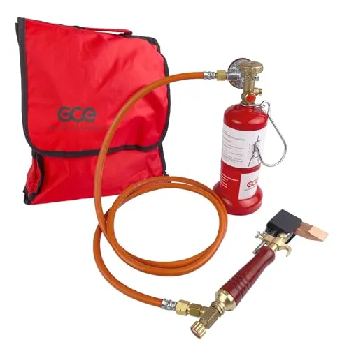 GCE Dachrinnen-Lötset Profi - Komplettes Lötset mit Gasschlauch, Druckregler und befüllbarer Propanflasche – ideal für Handwerker, inklusive praktischer Tasche für einfachen Transport.