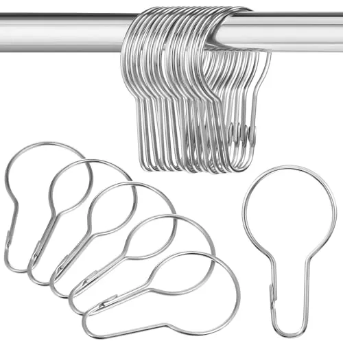 Healifty 20pcs Vorhangring mit Clips Edelstahl Vorhangclips öffnete Gardinenringe Vorhangklammer für Vorhang Duschvorhang Gardinenhaken (Silberr)