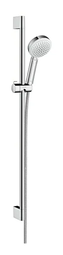 Hansgrohe Crometta 100 Brauseset Vario - 90 cm Brausestange in Weiß/Chrom - Brausen, hochwertiges Set mit flexibler Brausestange und komfortabler Handbrause für ein erfrischendes Duscherlebnis.