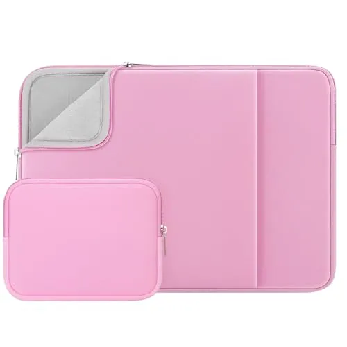 RAINYEAR 11 Zoll Laptop Hülle Tasche Weiches Futter Cover Tasche mit Fronttasche & Zubehörtasche, Kompatibel mit 11,6 Zoll MacBook Air für 11 Zoll Notebook Computer Tablet Chromebook(Rosa)