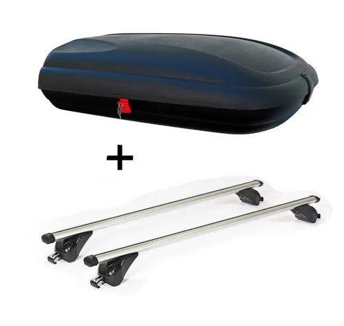 VDP Dachbox Set für BMW X4 F26 - 320L Carbonlook - Gepäckträger Set mit 320L Dachbox in Carbon-Optik und stabilen Dachträgern, perfekt für BMW X4 (F26) ab 2014. Abschließbar und einfach zu montieren, ideal für Reisen und Outdoor-Aktivitäten.