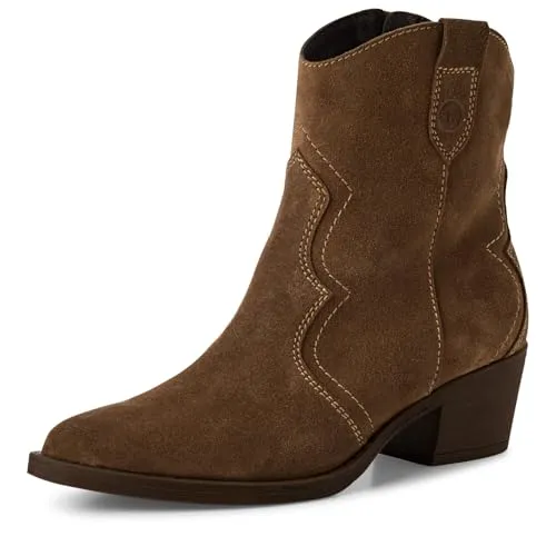 Tamaris Damen Absatzstiefelette aus Leder mit Blockabsatz - Wanderschuhe mit modernem Design und komfortablem 